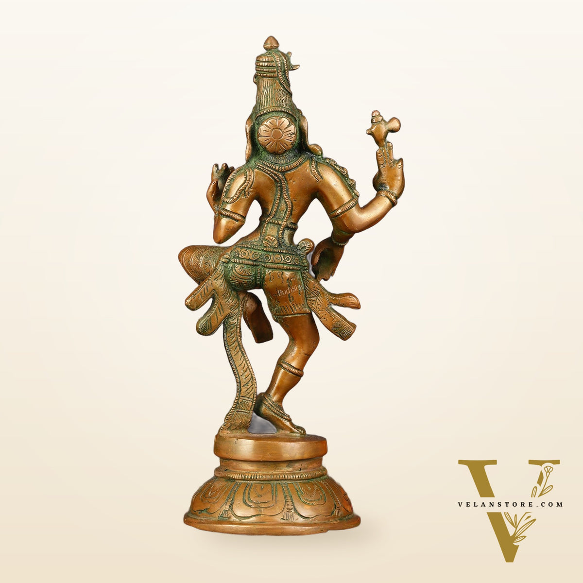 Handcrafted Brass Ardhanarishvara Statue - 12" Antique Bronze Finish
