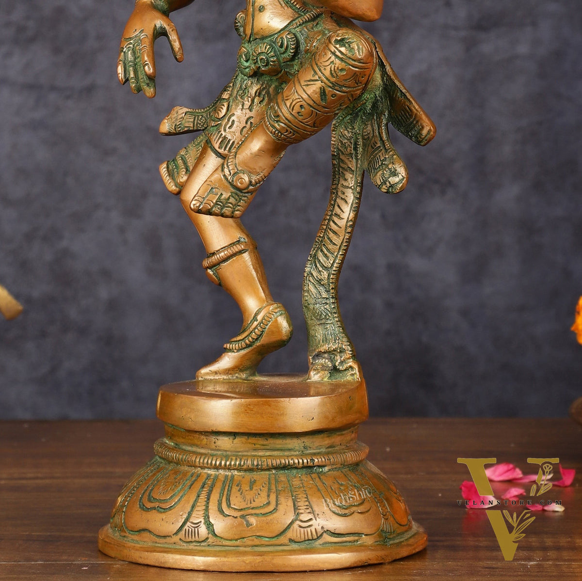 Handcrafted Brass Ardhanarishvara Statue - 12" Antique Bronze Finish