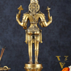 Handcrafted Brass Bhagawan Hari-Hara Statue – 16.5" Height, Divine Harmony
