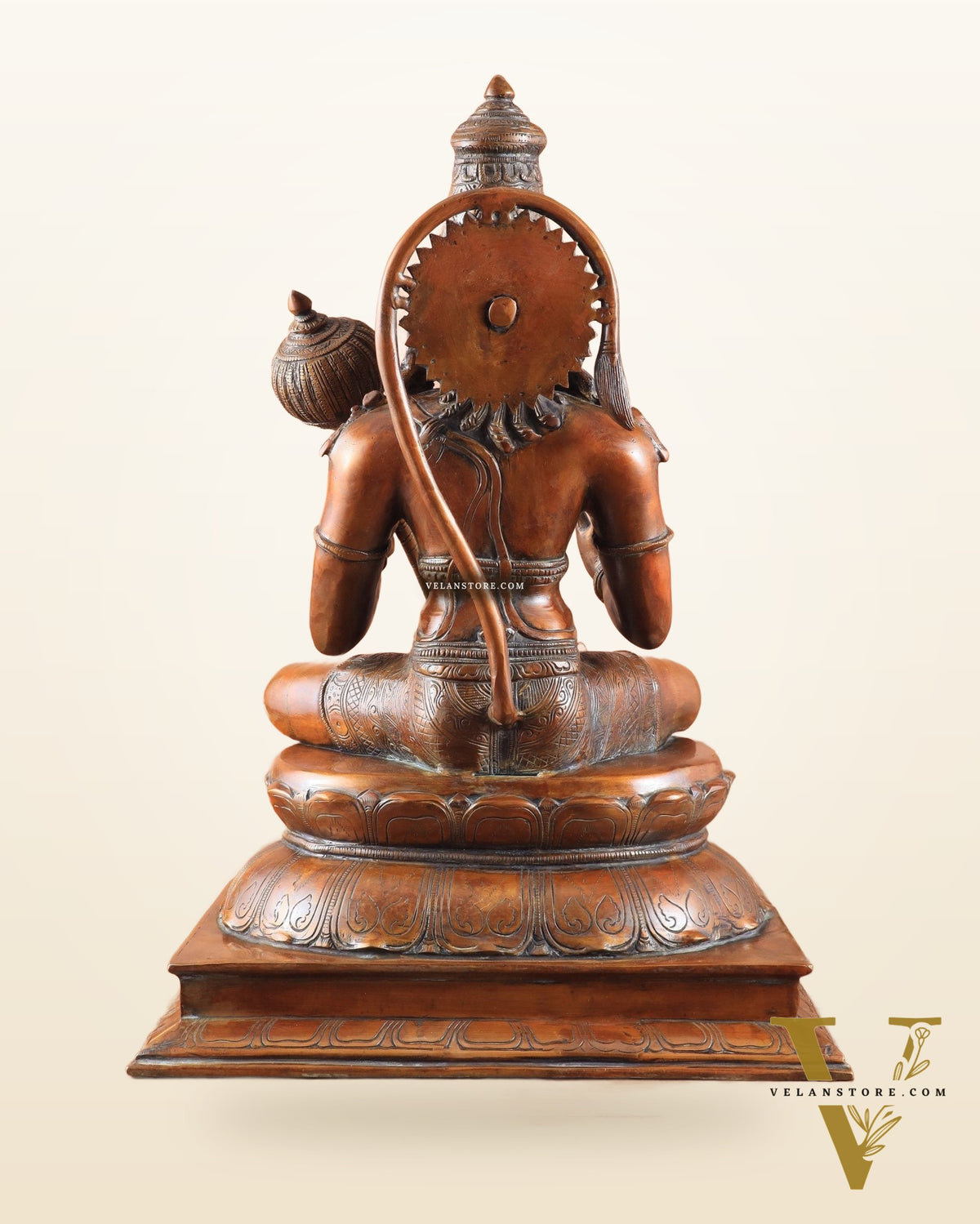 Handcrafted Brass Blessing Hanuman Sculpture - 18" Height, Antique Copper tone