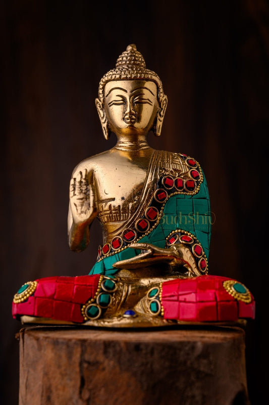 Handcrafted Brass Buddha Idol | Symbol of Enlightenment and Inner Peace | 7" x 5" x 3"
