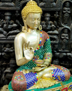 Handcrafted Brass Buddha Statue - Abhaya Aashirwad Mudra - 24 inches