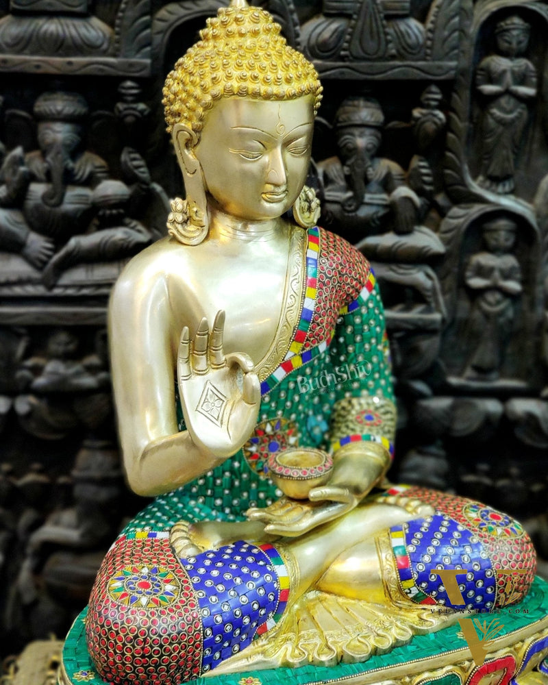 Handcrafted Brass Buddha Statue - Abhaya Aashirwad Mudra - 24 inches