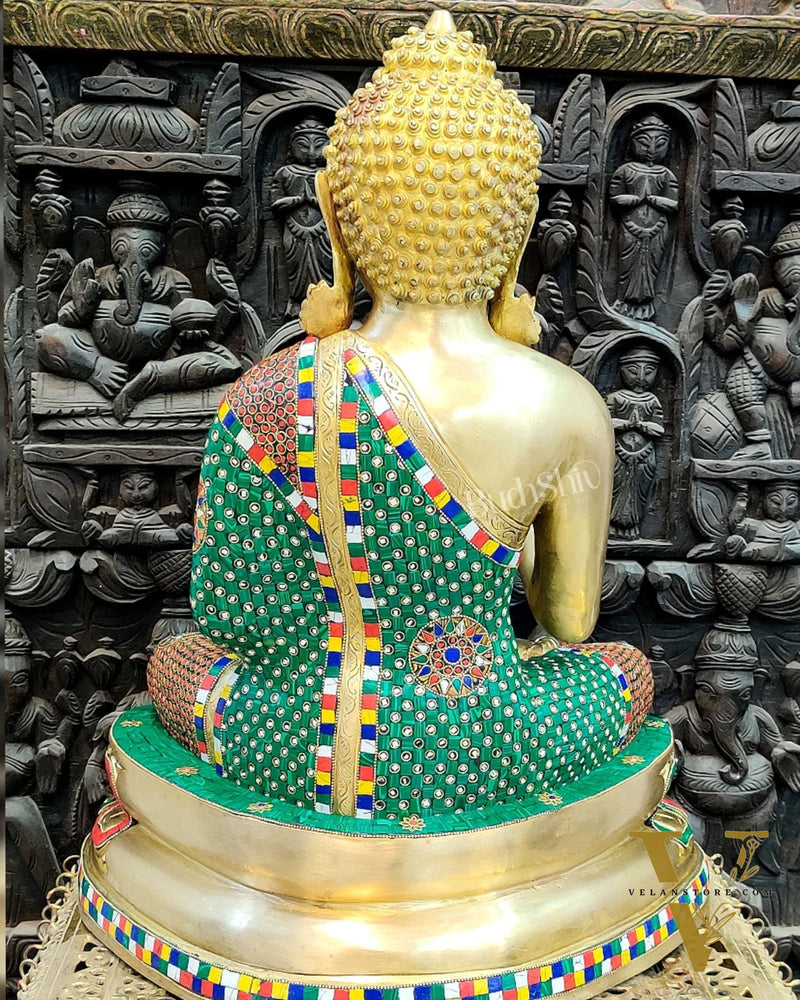 Handcrafted Brass Buddha Statue - Abhaya Aashirwad Mudra - 24 inches