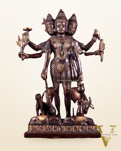 Handcrafted Brass Dattatreya Idol  - 12.5 Inch
