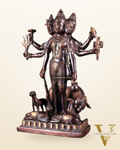 Handcrafted Brass Dattatreya Idol  - 12.5 Inch