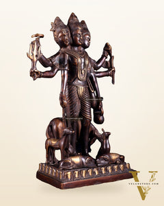 Handcrafted Brass Dattatreya Idol  - 12.5 Inch