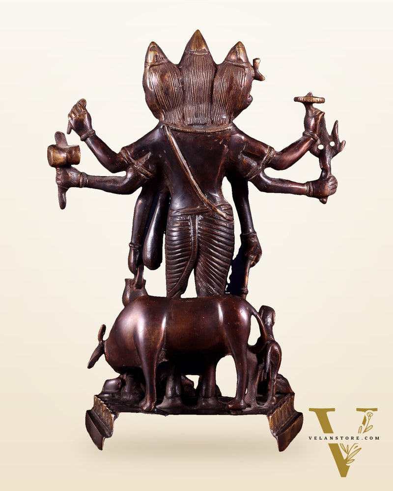 Handcrafted Brass Dattatreya Idol  - 12.5 Inch