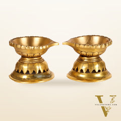 Handcrafted Brass Diya with Reverse Lotus Design - 4 inches