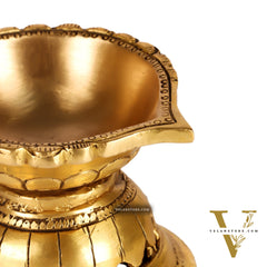Handcrafted Brass Diya with Reverse Lotus Design - 4 inches