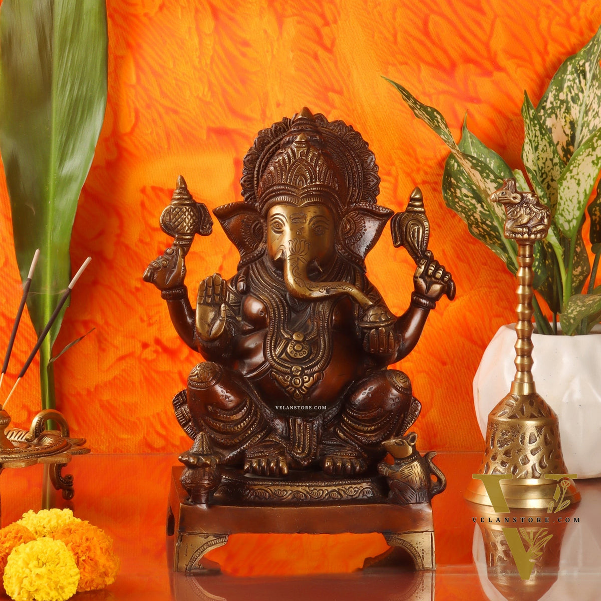 Handcrafted Brass Ganapathi Statue - 10" Height
