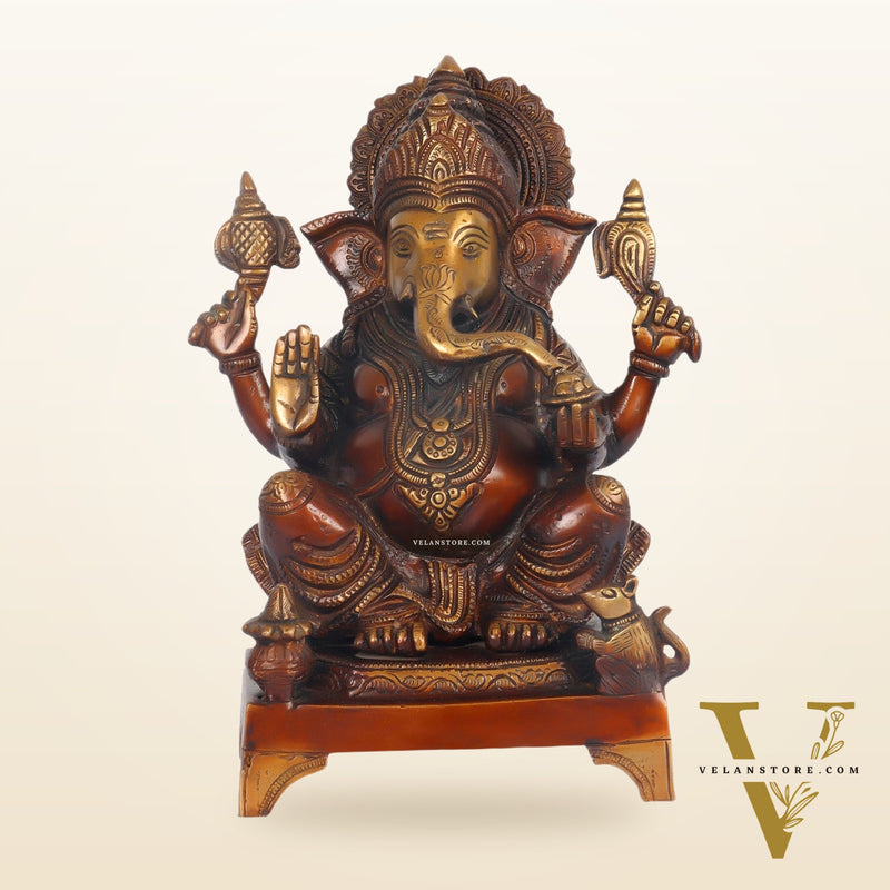 Handcrafted Brass Ganapathi Statue - 10" Height
