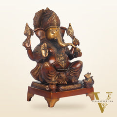 Handcrafted Brass Ganapathi Statue - 10" Height