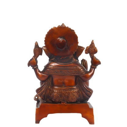 Handcrafted Brass Ganapathi Statue - 10" Height