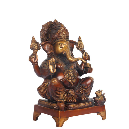Handcrafted Brass Ganapathi Statue - 10" Height