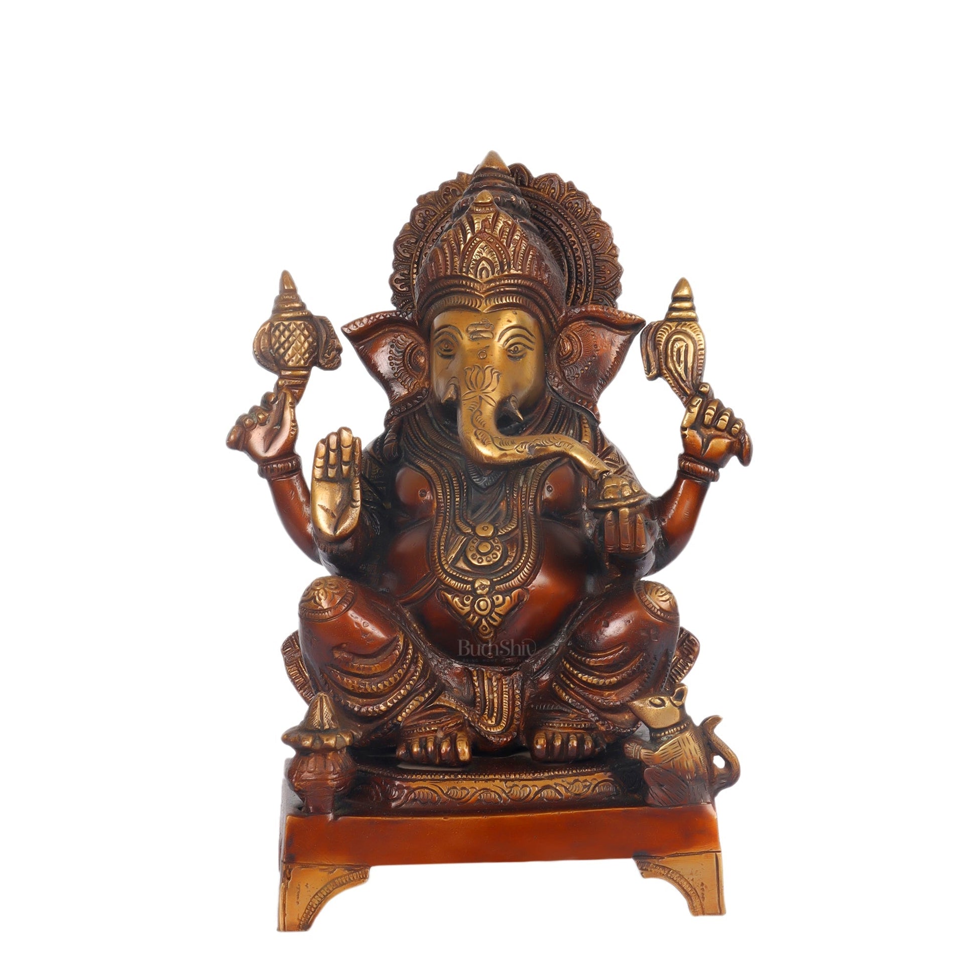 Handcrafted Brass Ganapathi Statue - 10" Height