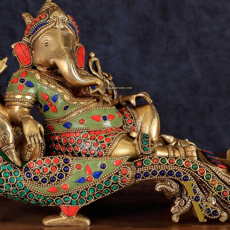 Handcrafted Brass Ganapathi Statue on Peacock Throne statue