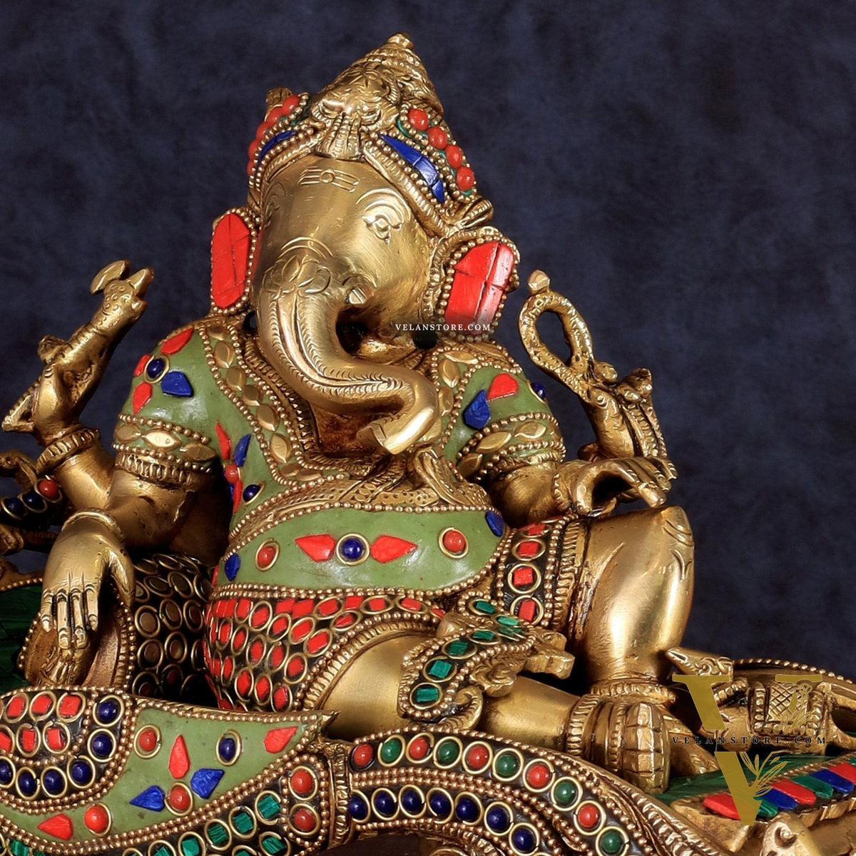 Handcrafted Brass Ganapathi Statue on Peacock Throne statue