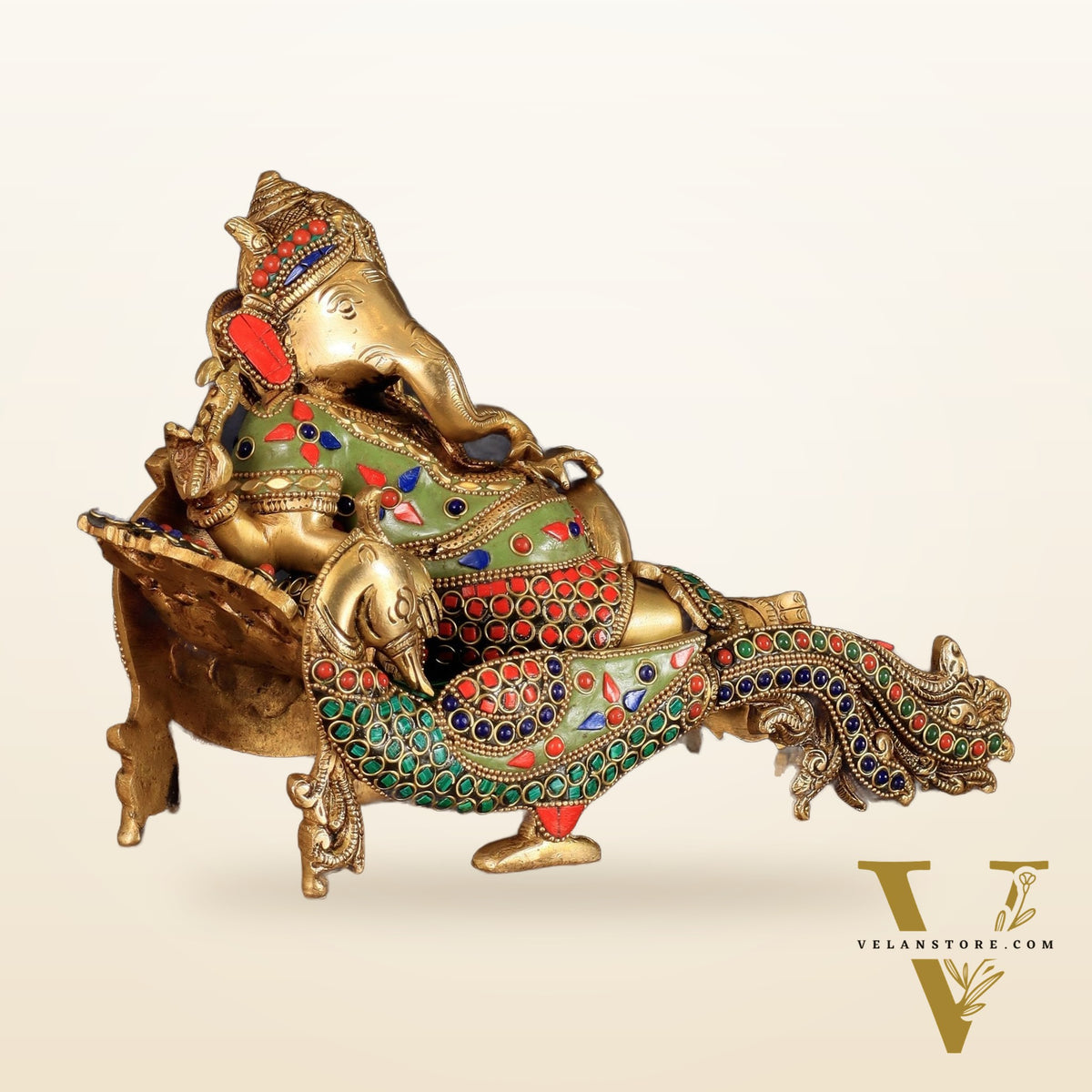 Handcrafted Brass Ganapathi Statue on Peacock Throne statue