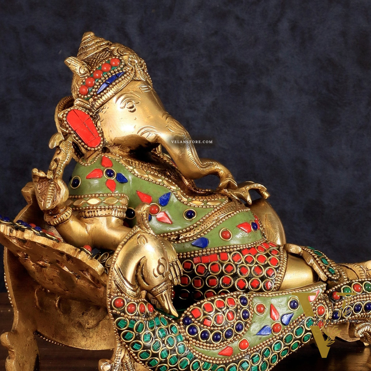 Handcrafted Brass Ganapathi Statue on Peacock Throne statue