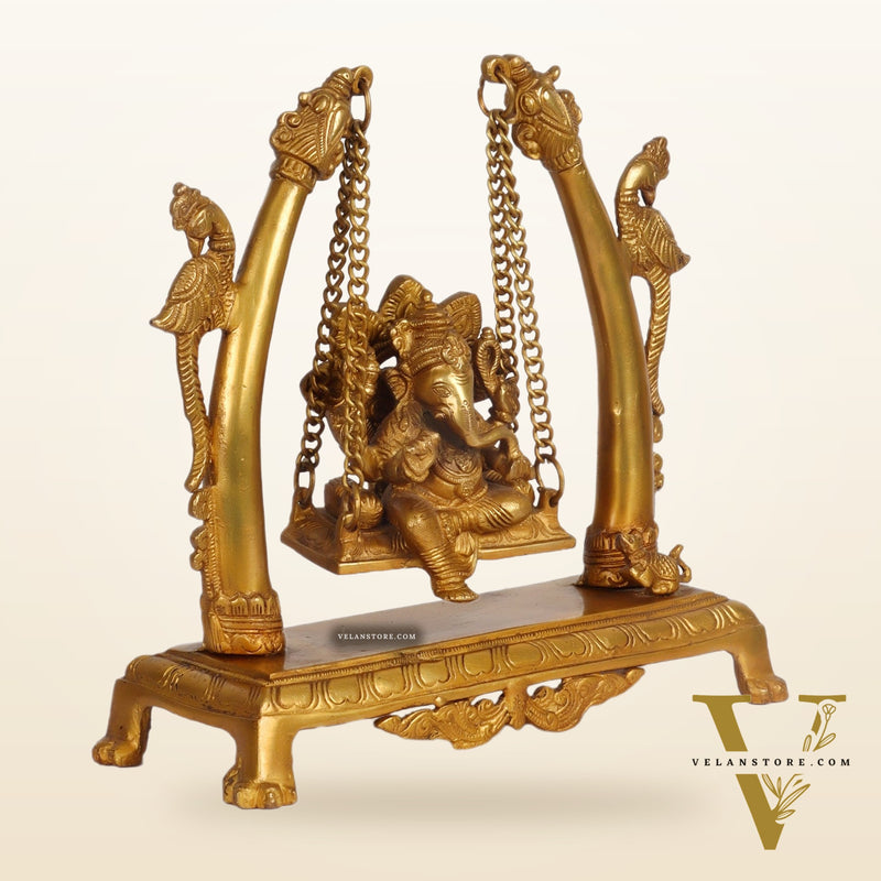 Handcrafted Brass Ganapathi Swing - Fine Brass, Handmade, 10 inches