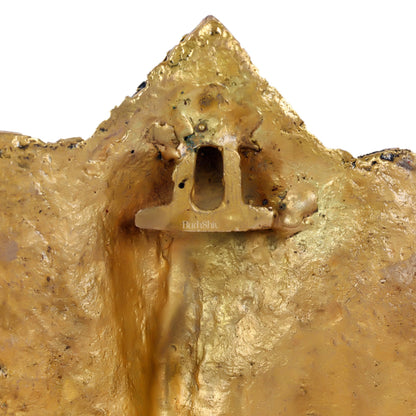 Handcrafted Brass Ganapathi Wall Hanging with Natural Stone - 9 inches