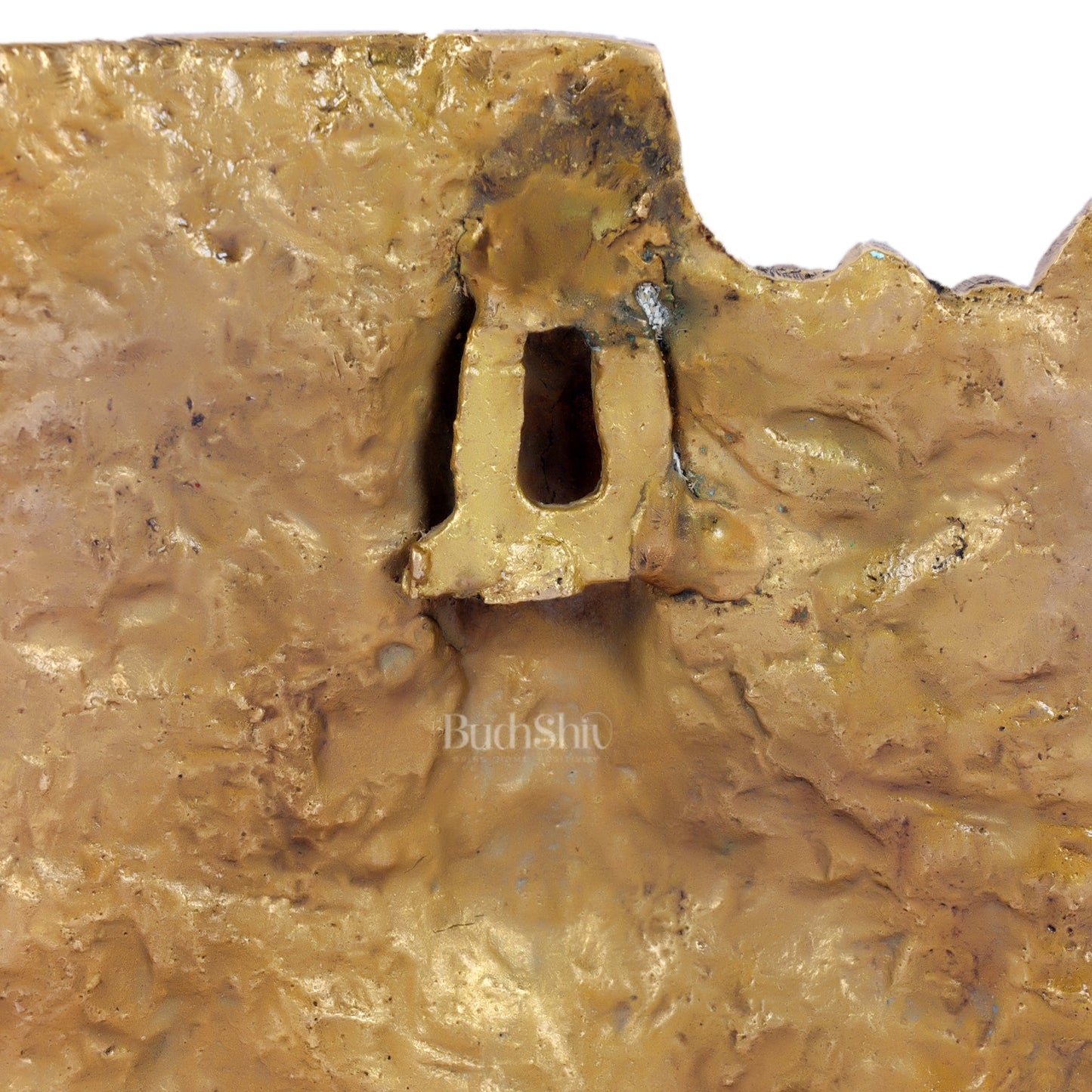 Handcrafted Brass Ganapathi Wall Hanging with Natural Stone Dressing - 9" Height