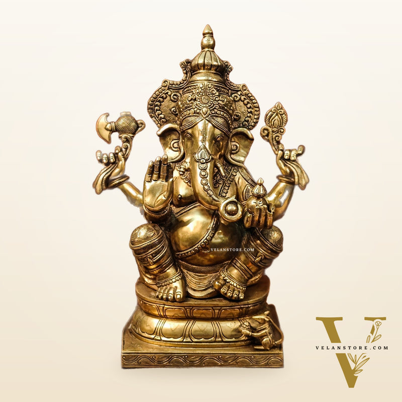 Handcrafted Brass Ganapati Statue - 24" Height