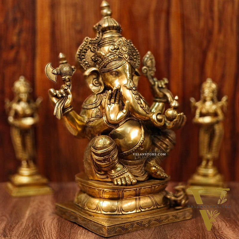 Handcrafted Brass Ganapati Statue - 24" Height