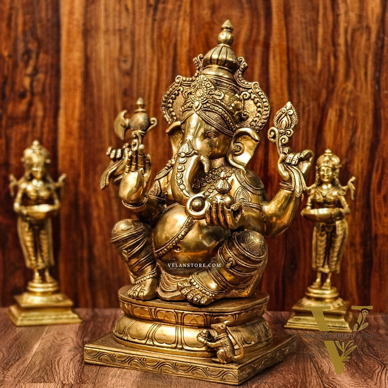 Handcrafted Brass Ganapati Statue - 24" Height