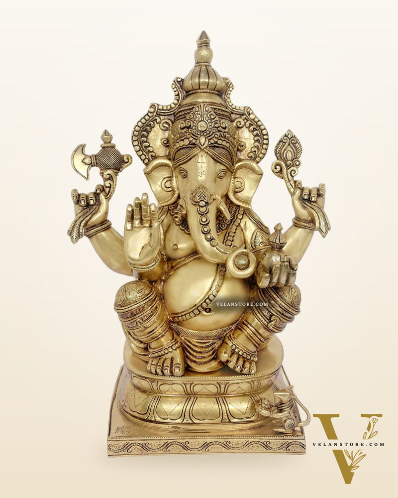 Handcrafted Brass Ganapati Statue - 24" Height