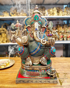 Handcrafted Brass Ganapati Statue - 24" Height