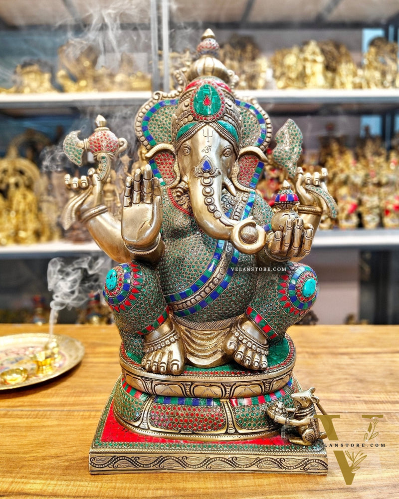 Handcrafted Brass Ganapati Statue - 24" Height
