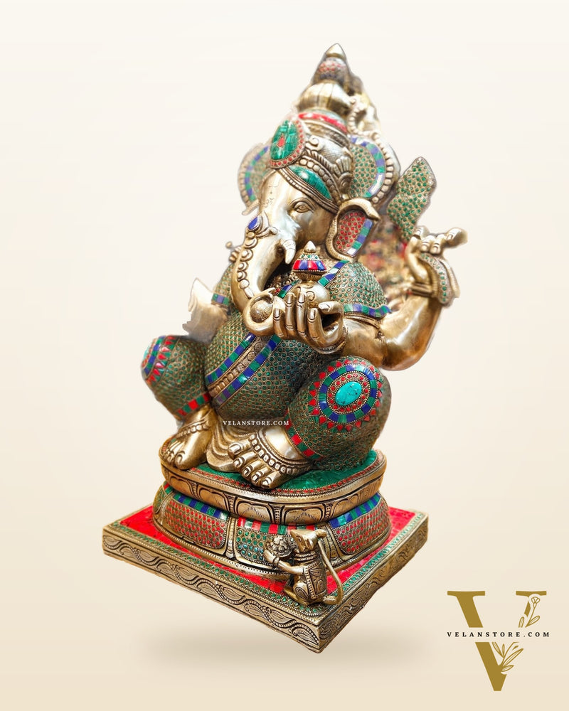 Handcrafted Brass Ganapati Statue - 24" Height