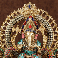 Handcrafted Brass Ganesha Idol with Stonework | Meenakari Art