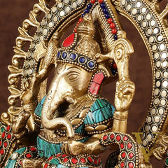 Handcrafted Brass Ganesha Idol with Stonework | Meenakari Art