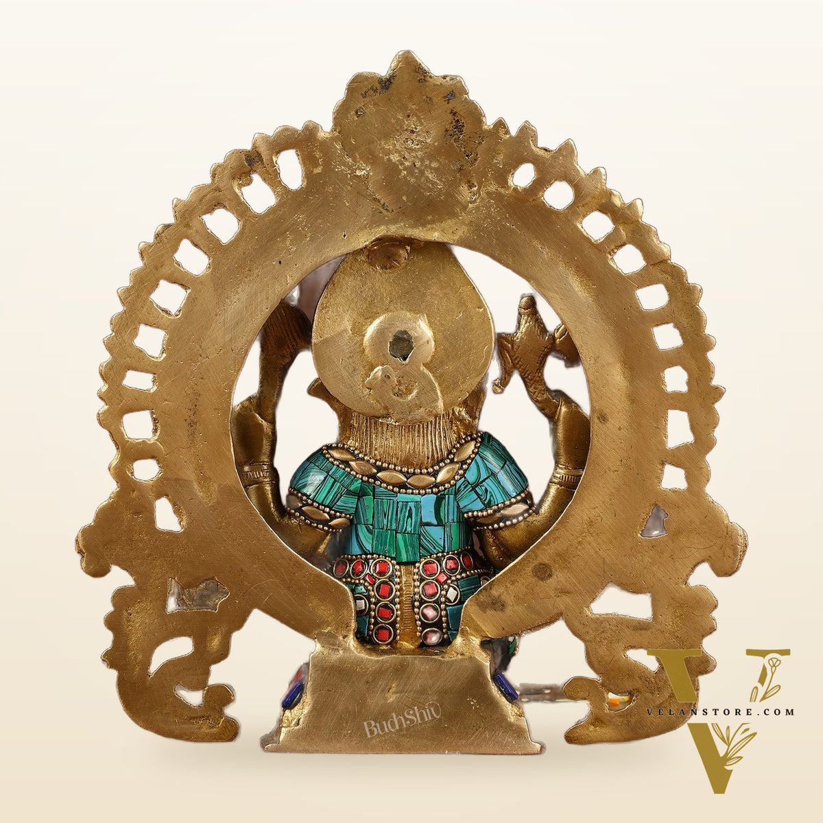 Handcrafted Brass Ganesha Idol with Stonework | Meenakari Art