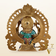 Handcrafted Brass Ganesha Idol with Stonework | Meenakari Art
