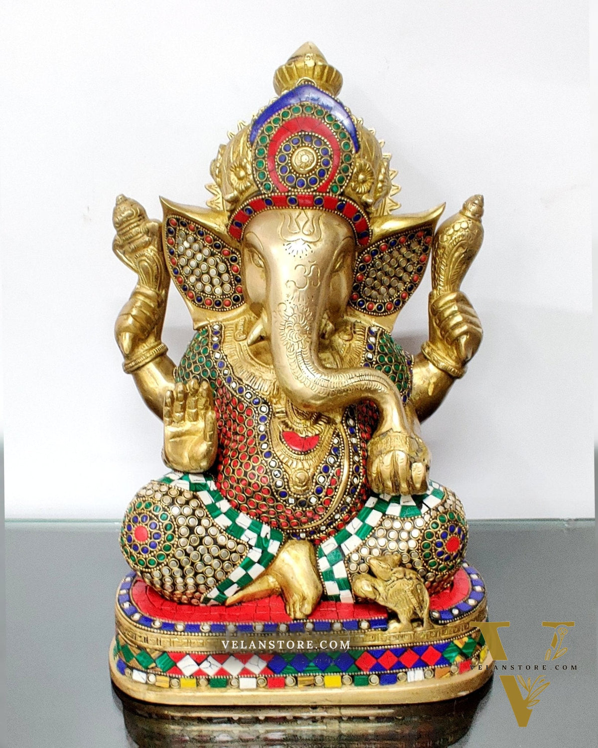 Handcrafted Brass Ganesha Statue 14"