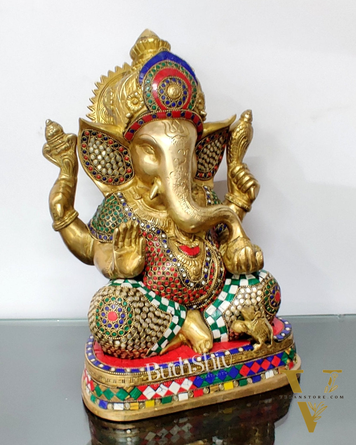 Handcrafted Brass Ganesha Statue 14"