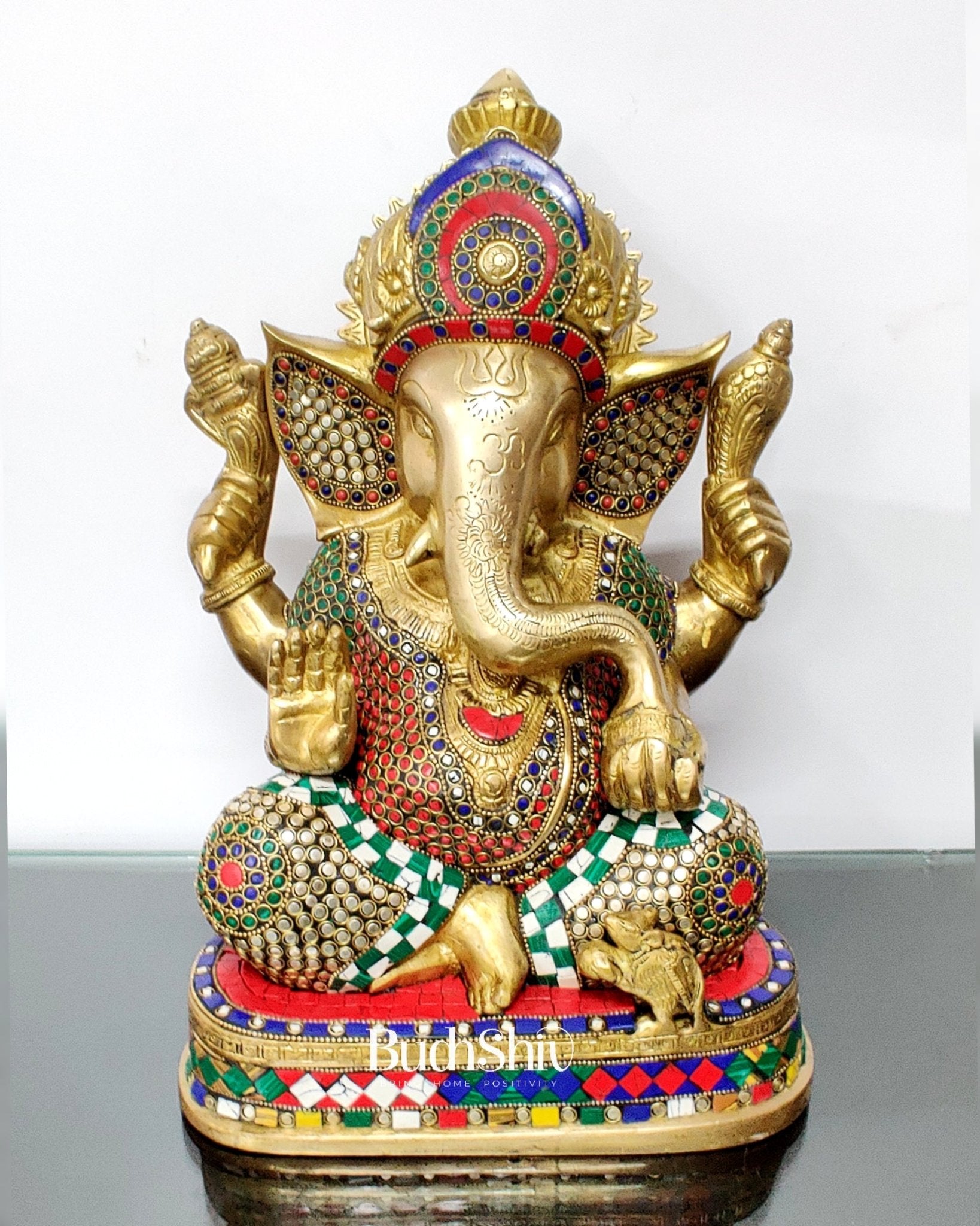 Handcrafted Brass Ganesha Statue 14"