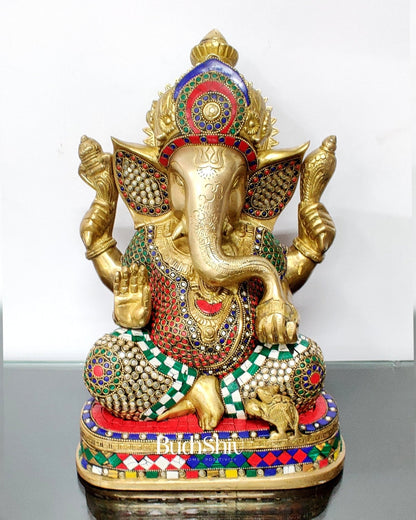 Handcrafted Brass Ganesha Statue 14"