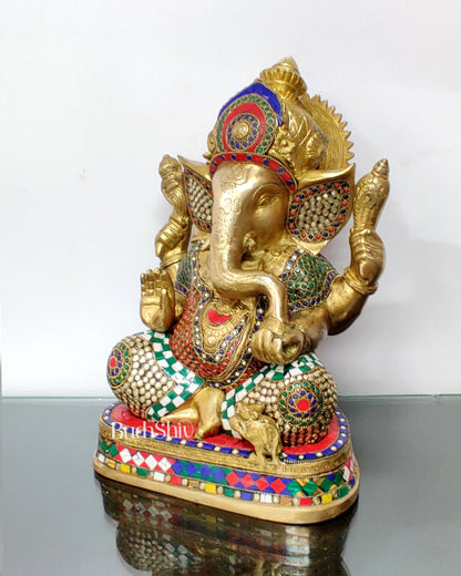 Handcrafted Brass Ganesha Statue 14"