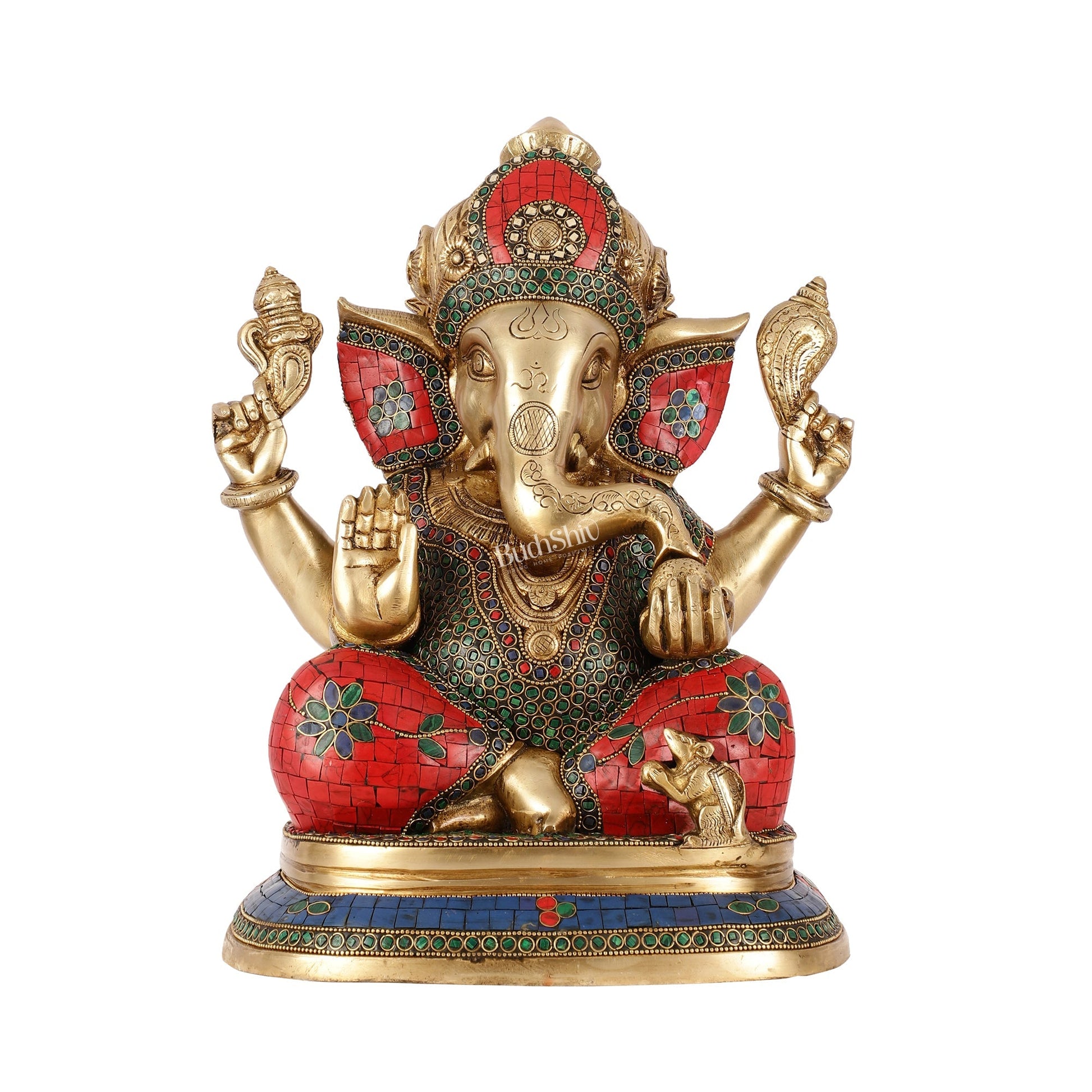 Handcrafted Brass Ganesha Statue 14"