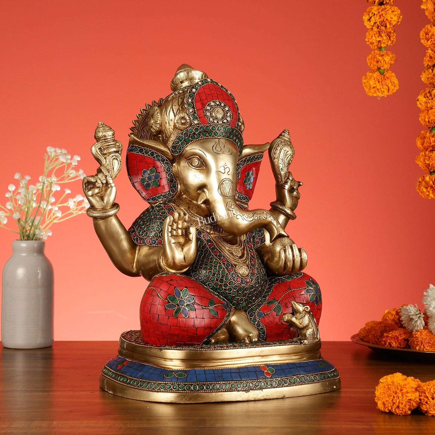 Handcrafted Brass Ganesha Statue 14"