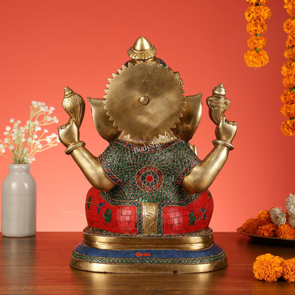 Handcrafted Brass Ganesha Statue 14"