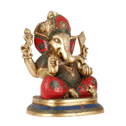 Handcrafted Brass Ganesha Statue 14"