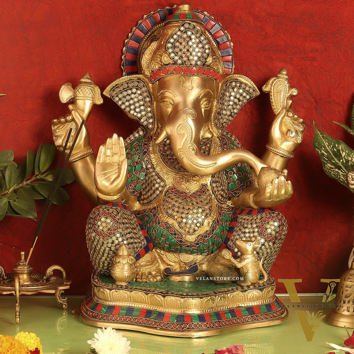 Handcrafted Brass Ganesha Statue 16 inch