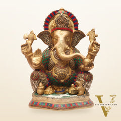 Handcrafted Brass Ganesha Statue 16 inch