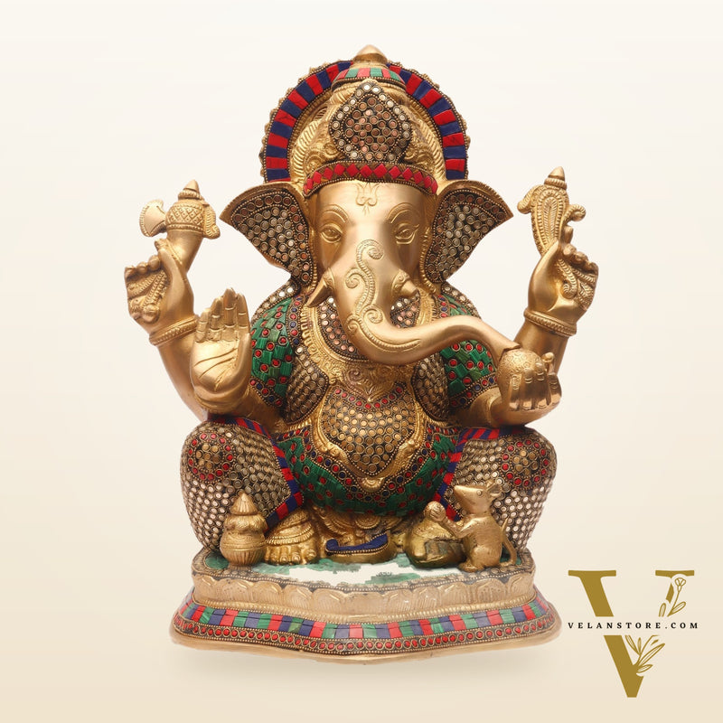 Handcrafted Brass Ganesha Statue 16 inch
